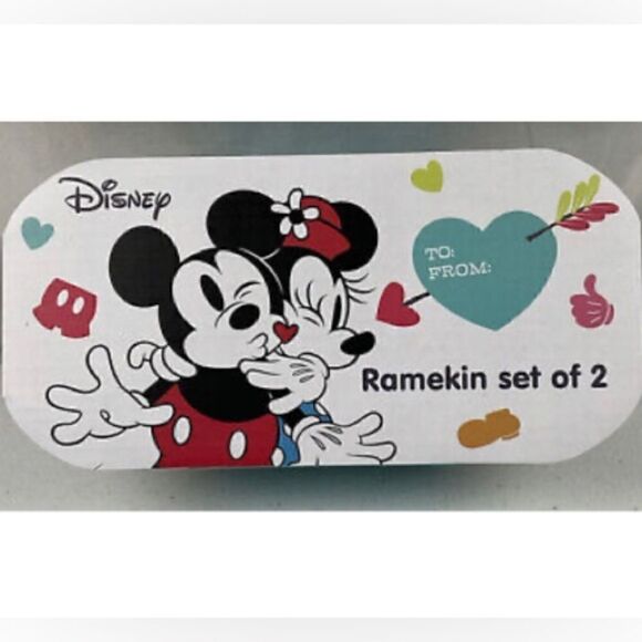 ❤️❤️Disney Minnie and Mickey Mouse Be My Valentine Lovers Ramekins - Set of 2 - Picture 4 of 6